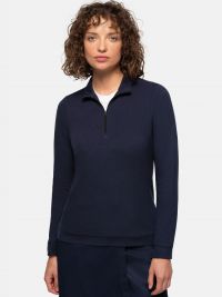 Damen Zip-Longsleeve in Dunkelblau mit 1/3-Zip und schwarzem Reißverschluss